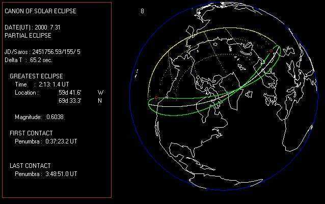 Mappa eclisse parziale 31/07/2000