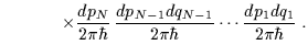 $\displaystyle \;\;\;\;\;\;\;\;\;\;\;\;\times \frac{dp_N}{2\pi\hbar} \,\frac{dp_{N-1}dq_{N-1}}{2\pi\hbar} \cdots\frac{dp_1dq_1}{2\pi\hbar} \; .$