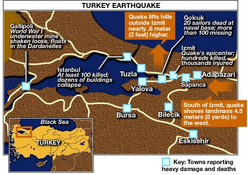 Map of the eartquake zone