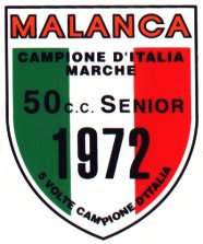 Malanca Campione d'Italia Classe 50 cc nel 1972,  il quinto Titolo conquistato