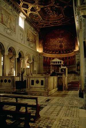 S. Clemente. The nave, schola cantorum and the apse with its.jpg (46331 bytes)