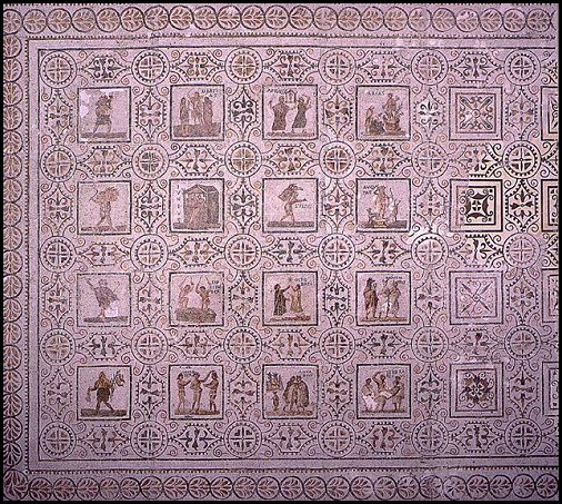 mosaico con raffigurazione dei 12 mesi dell'anno da el Djem Tunisia